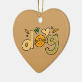 ブラウンドッグカートゥーンハートオーナメント セラミックオーナメント (左)