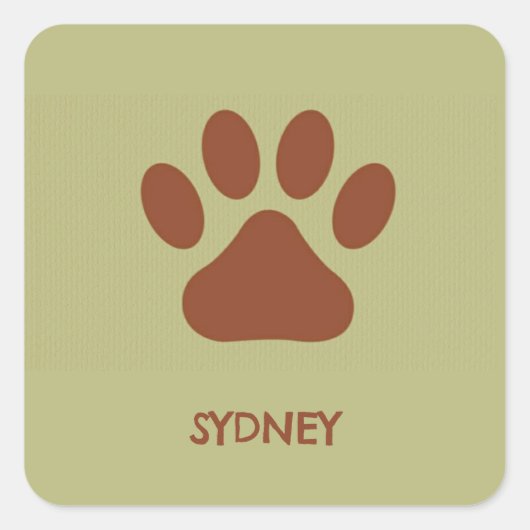 ブラウンドッグポー名前をカスタムする スクエアシール (正面)