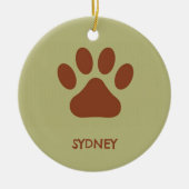 ブラウンドッグポー名前をカスタムする セラミックオーナメント (正面)