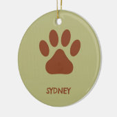 ブラウンドッグポー名前をカスタムする セラミックオーナメント (左)