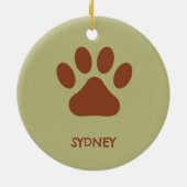 ブラウンドッグポー名前をカスタムする セラミックオーナメント (裏面)