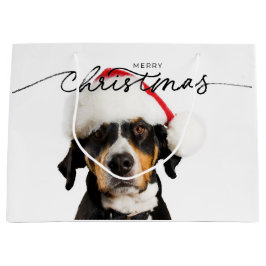 ブラウンドッグ付きクリスマス抱き枕 ラージペーパーバッグ