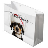 ブラウンドッグ付きクリスマス抱き枕 ラージペーパーバッグ (正面アングル)