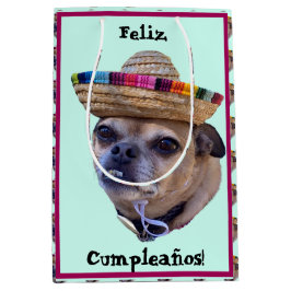 ブラウンドッグ顔Chag写真 ミディアムペーパーバッグ