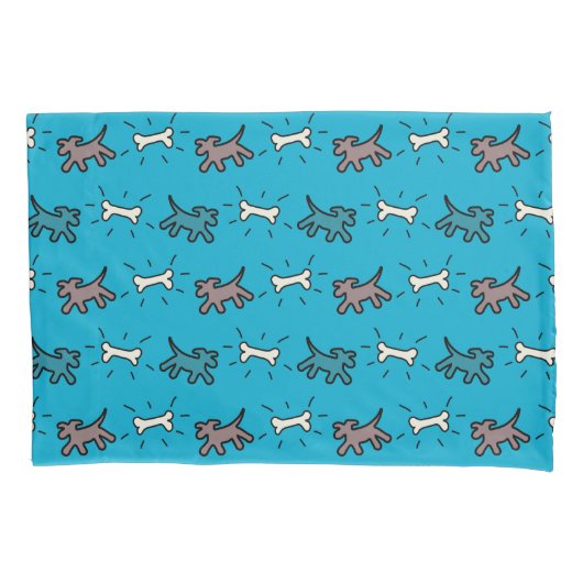 ブラウンドッグ&ボーングラフィティスタイルブルーピラロケース 枕カバー (正面)