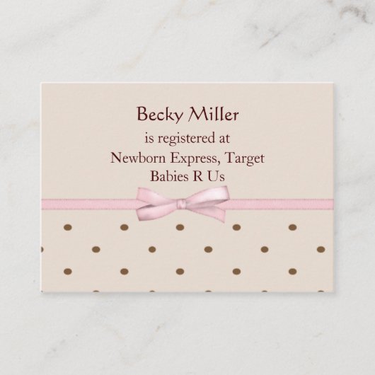 ブラウンドット赤ちゃんシャワーのレジストリカード エンクロージャーカード (正面)