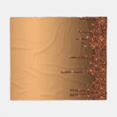 ブラウンドリップグリッター フリースブランケット (正面(横))