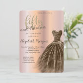 ブラウンドレス、バラ金ゴールド50th誕生日パーティー 招待状 (スタンド正面)