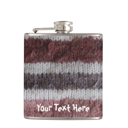 ブラウンニットストライプヴィンテージスタイルおもしろいデザイン フラスク (正面)
