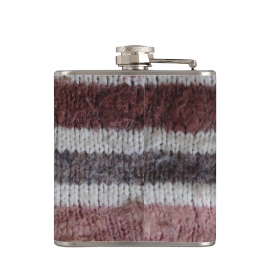 ブラウンニットストライプヴィンテージスタイルおもしろいデザイン フラスク (裏面)