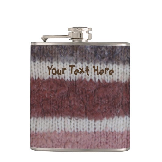 ブラウンニットストライプヴィンテージスタイルおもしろいデザイン フラスク (正面)