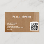 ブラウンニュートラルトーンミニマリストQRコードプロフェッショナル 名刺 (裏面)