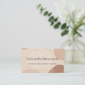 ブラウンニュートラルベージュ赤面ジオメトリックストーン 名刺 (スタンド正面)