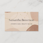 ブラウンニュートラルベージュ赤面ジオメトリックストーン 名刺 (正面)