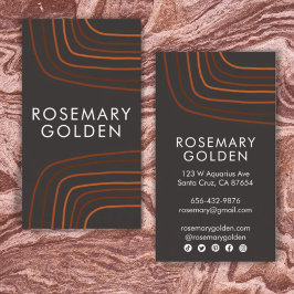 ブラウンニュートラルラインミニマリストシンプルレトロ 名刺