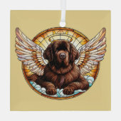ブラウンニューファンドランドドッグエンジェルガラスオーナメント ガラスオーナメント (裏面)