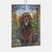 ブラウンニューファンドランドドッグガラスオーナメント ガラスオーナメント (正面右)