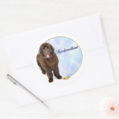 ブラウンニューファンドランドポートレートシール ラウンドシール (封筒)