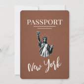 ブラウンニューヨークシティパスポ結婚ート 招待状 (裏面)