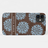 ブラウンネーム赤ちゃん青い花の花模様 Case-Mate iPhoneケース (裏面(横))
