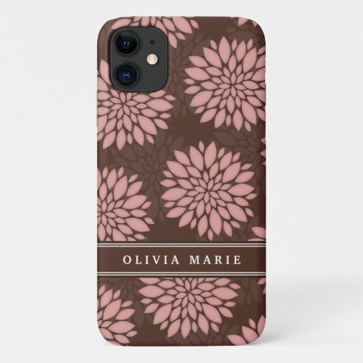 ブラウンネーム赤面ピンクフラワーブロッサムパターン Case-Mate iPhoneケース (裏面)