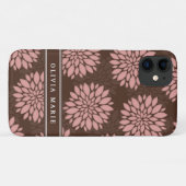 ブラウンネーム赤面ピンクフラワーブロッサムパターン Case-Mate iPhoneケース (裏面(横))