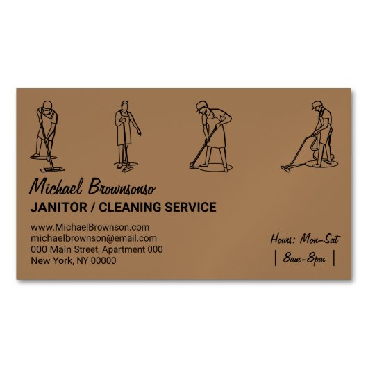 ブラウンハウスクリーニングプロフェッショナルメンズ守衛室 マグネット名刺 (正面)