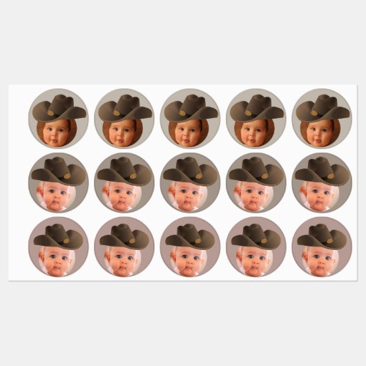 ブラウンハットフォート顔ステッカーパーティーカウボーイ自然 ラベル (シート)