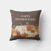 ブラウンハッピー感謝与オレンジホワイトカボチャ クッション (裏面)