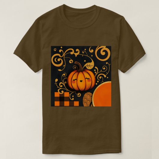 ブラウンハロウィーンカボチャTシャツ Tシャツ (デザイン正面)