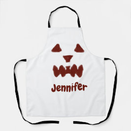 ブラウンハロウィーン怖い顔秋追加モダン名re エプロン