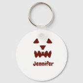 ブラウンハロウィーン怖い顔秋追加モダン名re キーホルダー (裏面)