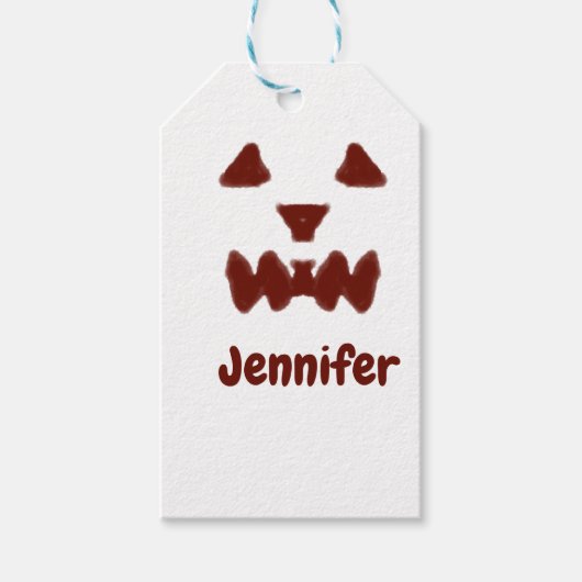 ブラウンハロウィーン怖い顔秋追加モダン名re ギフトタグ (正面)