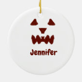 ブラウンハロウィーン怖い顔秋追加モダン名re セラミックオーナメント (裏面)