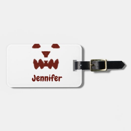 ブラウンハロウィーン怖い顔秋追加モダン名re ラゲッジタグ (正面横)