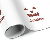 ブラウンハロウィーン怖い顔秋追加モダン名re ラッピングペーパー (ロールコーナー)