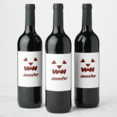 ブラウンハロウィーン怖い顔秋追加モダン名re ワインラベル (ボトル)