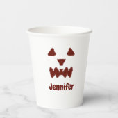 ブラウンハロウィーン怖い顔秋追加モダン名re 紙コップ (裏面)