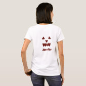 ブラウンハロウィーン怖い顔秋追加モダン名re tシャツ (裏面フル)