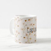 ブラウンハーツのピンクの花 コーヒーマグカップ (正面左)