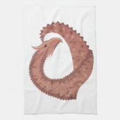 ブラウンハートドラゴンの白 キッチンタオル (縦)