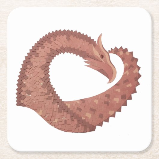 ブラウンハートドラゴンの白 スクエアペーパーコースター (正面)