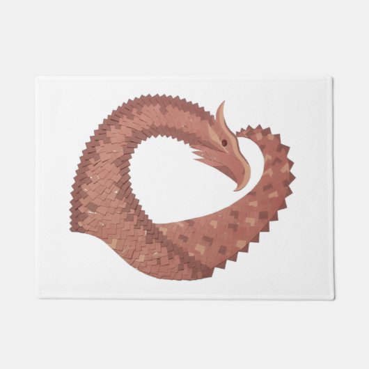 ブラウンハートドラゴンの白 ドアマット (正面)