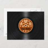 ブラウンハートパーソナライズされたズビニールレコードアルバム ポストカード (正面/裏面)