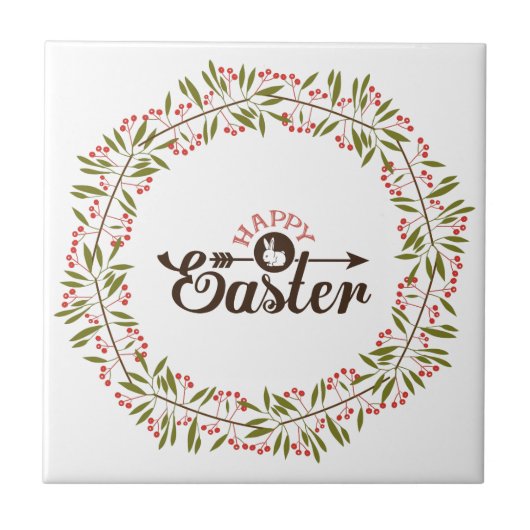 ブラウンバカラフルニー付きラウンドリース タイル (正面)