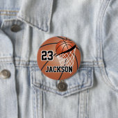 ブラウンバスケットボールデザイン |カスタマイズ 缶バッジ (インサイチュ)