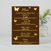 ブラウンバタフライをテーマにした誕生日メニュー 箔シーズンカード (立ち正面)