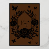 ブラウンバタフライをテーマにした誕生日メニュー 箔シーズンカード (裏面)