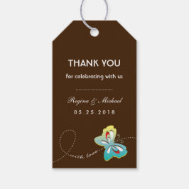 ブラウンバタフライウェディングパーティー好意ギフトラベル ギフトタグ