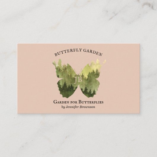 ブラウンバタフライガーデンアイディア素朴な森のキャンプ 名刺 (正面)